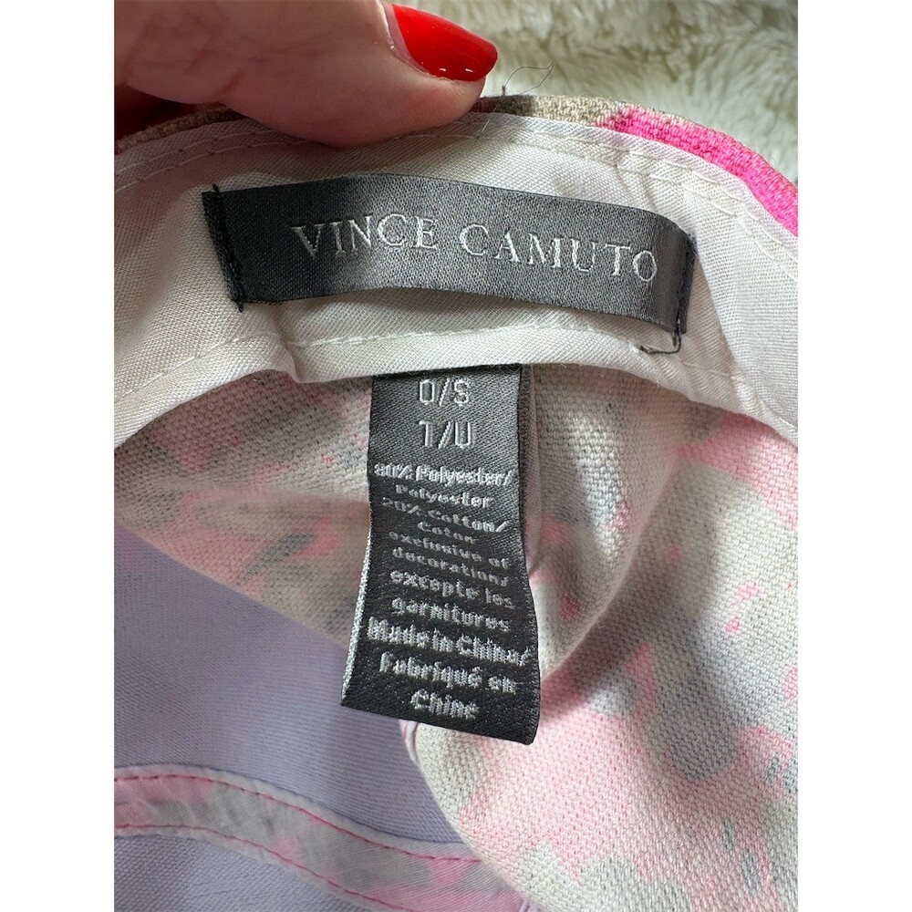 Vince Camuto Baseball Cap Womens One Size Pink Gray Floral Adjustable Hat - Picture 6 of 6